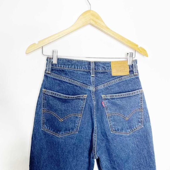 LEVI'S Premium 70'S HIGH RISE SLIM STRAIGHT Jeans Dark Wash womens 27 - Picture 5 of 9